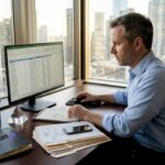 Recruiter planning tech hiring at desk