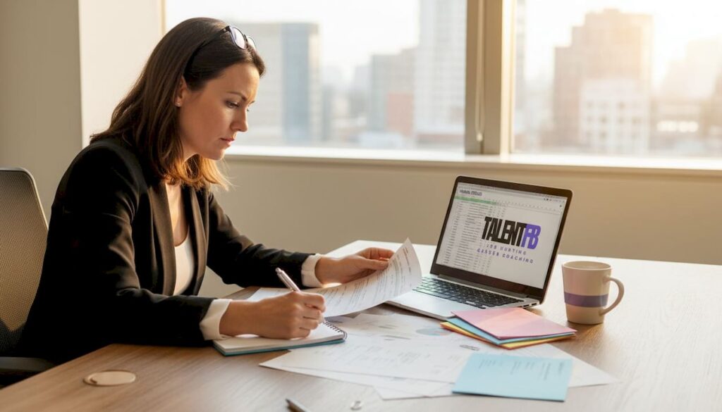 HR manager reviewing hiring role profiles
