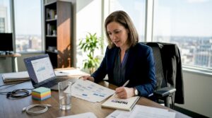 Tech leader reviewing talent strategy in office