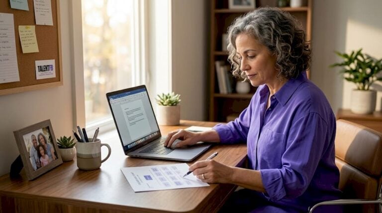 HR leader analyzing talent pipeline at desk
