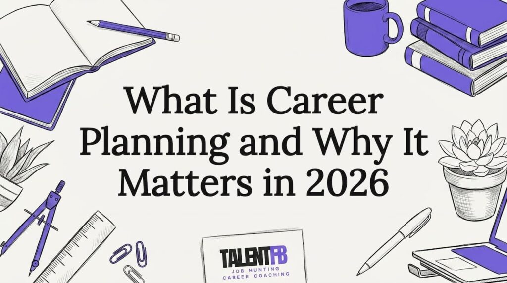Decorative hand-drawn title card with career objects
