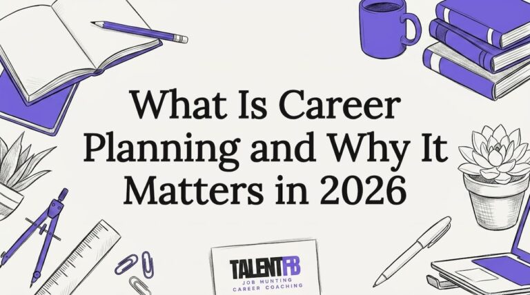 Decorative hand-drawn title card with career objects