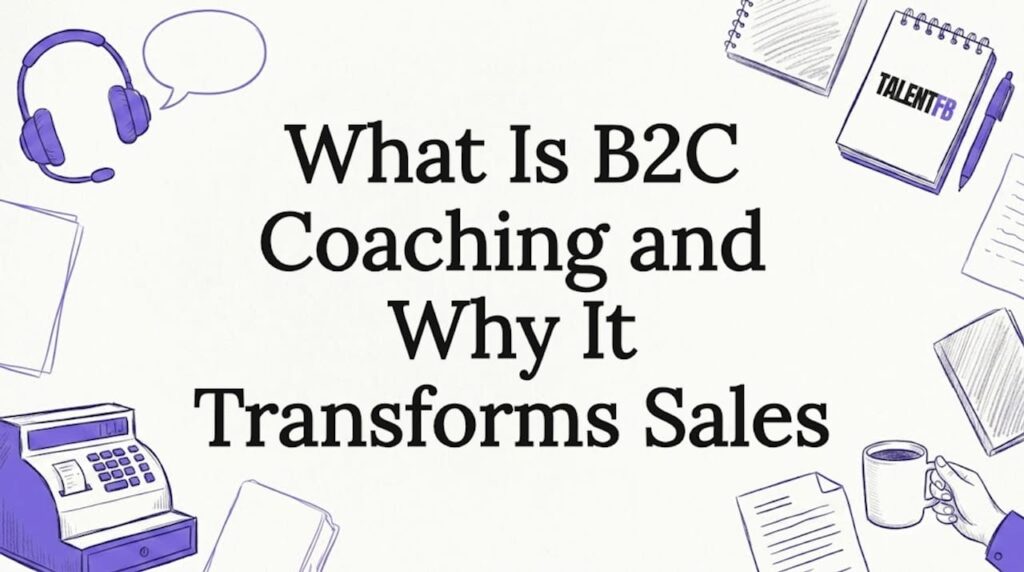 Hand-drawn coaching and sales props frame title area
