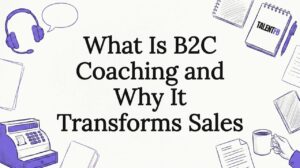 Hand-drawn coaching and sales props frame title area