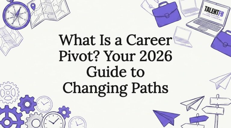 Decorative title card illustration with career and navigation elements