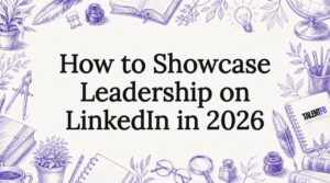 Decorative title card illustration with leadership-themed objects
