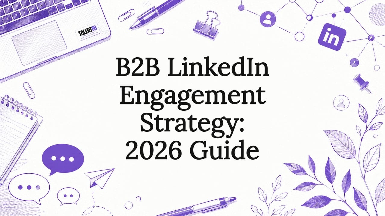 Decorative title card illustration for B2B LinkedIn strategy
