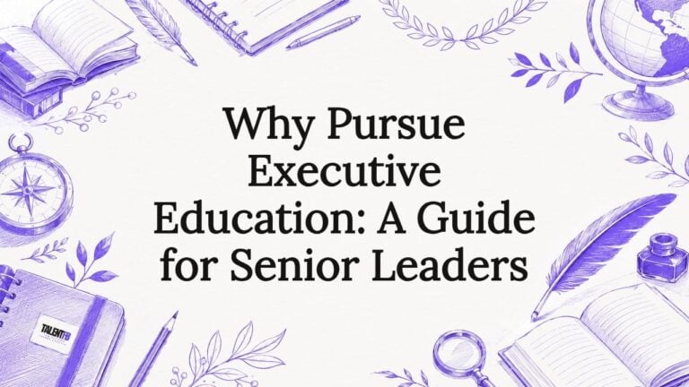 Decorative title card illustration with leadership motifs