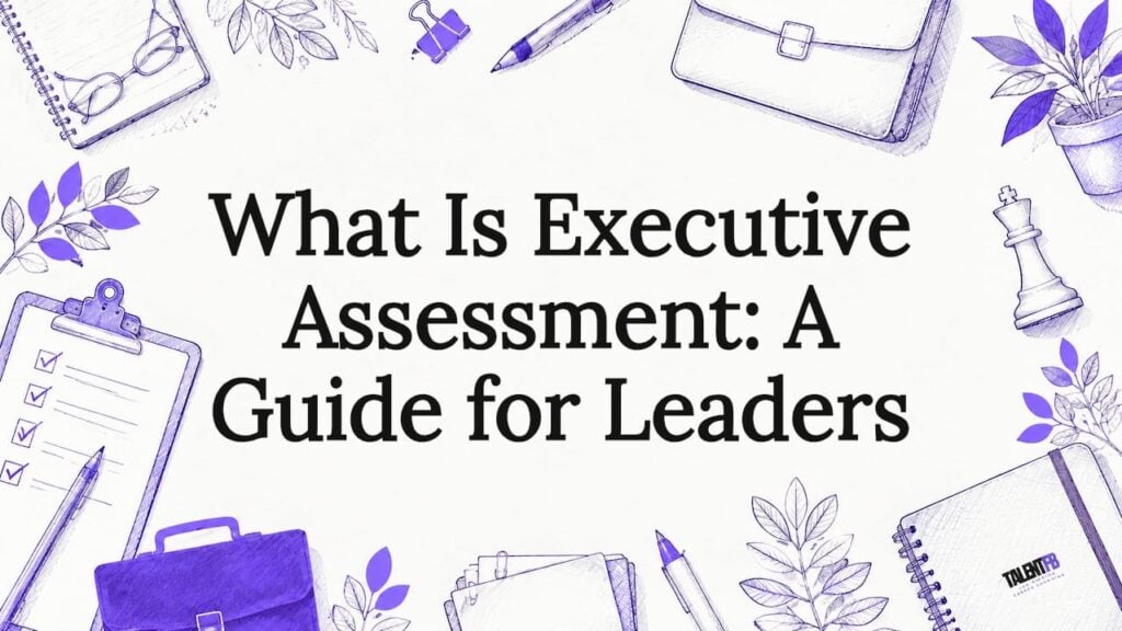 Decorative title card illustration for executive assessment article