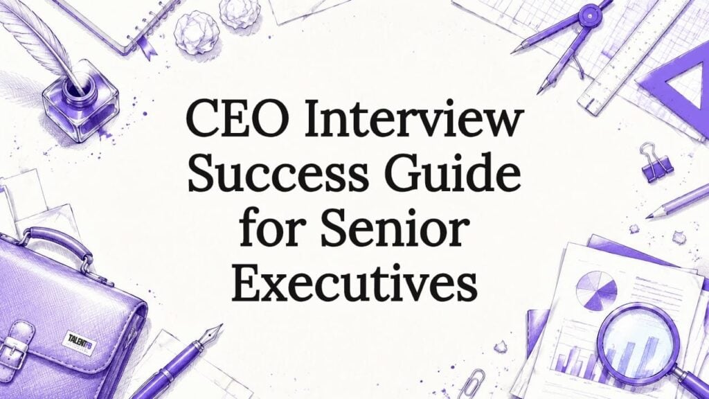 Decorative CEO interview title card illustration