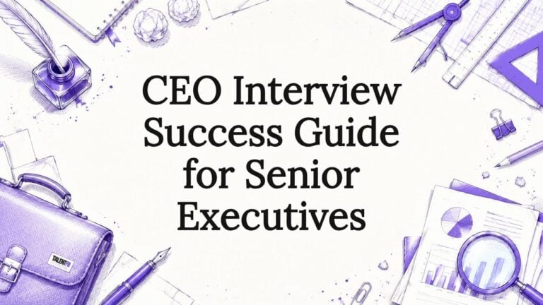 Decorative CEO interview title card illustration