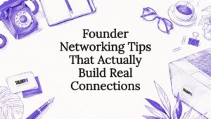 Decorative founder networking title card illustration