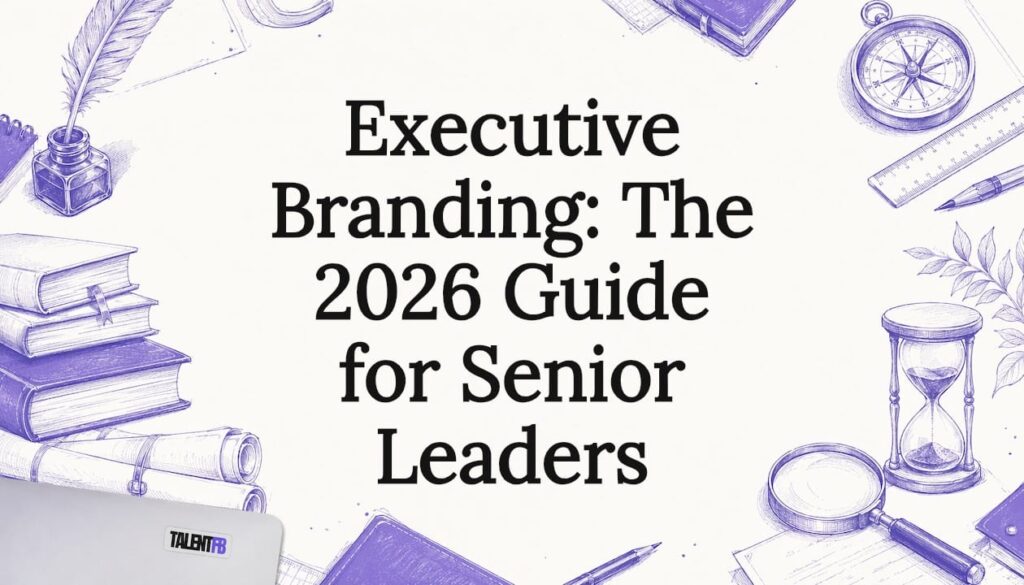 Decorative title card illustration for executive branding article.