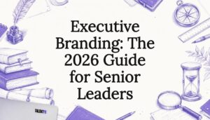 Decorative title card illustration for executive branding article.