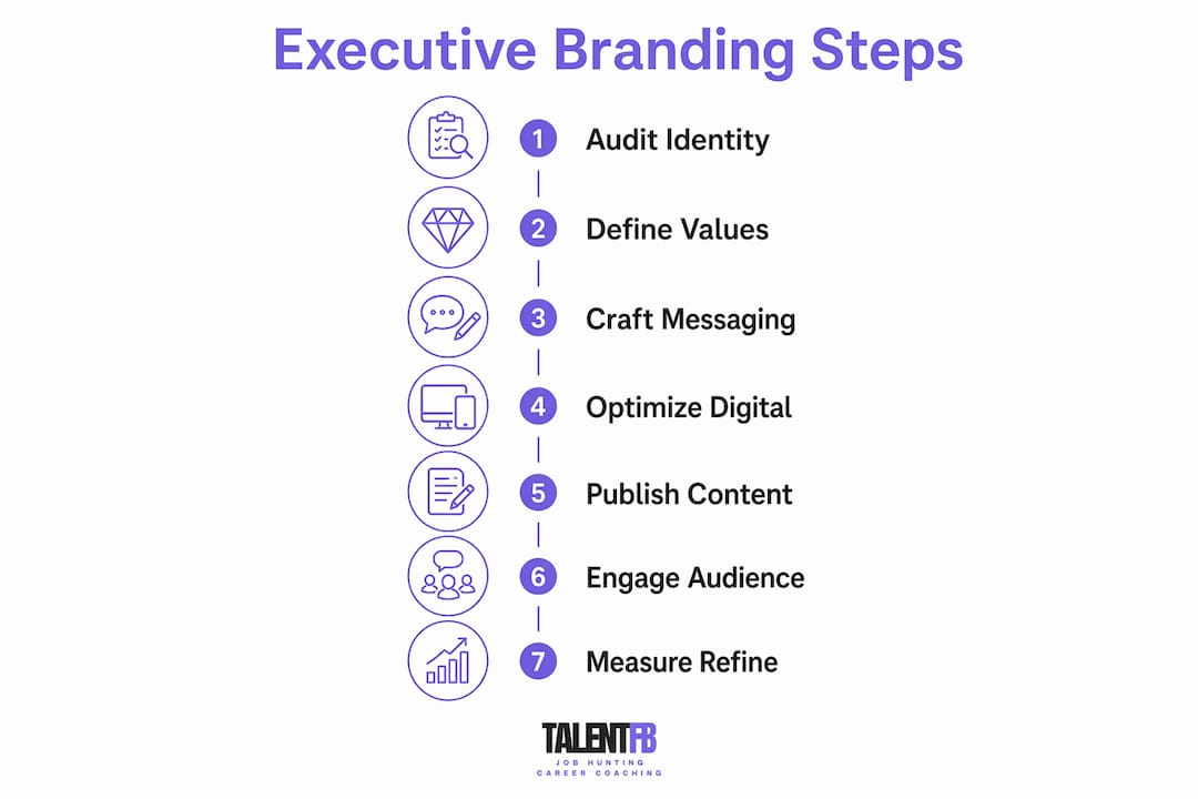 Infographic showing step-by-step executive branding process.