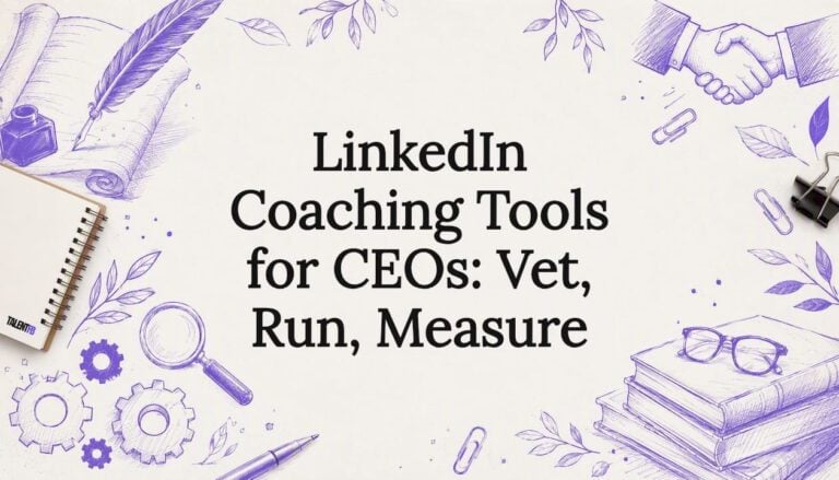 Decorative title card framing LinkedIn coaching tools article title