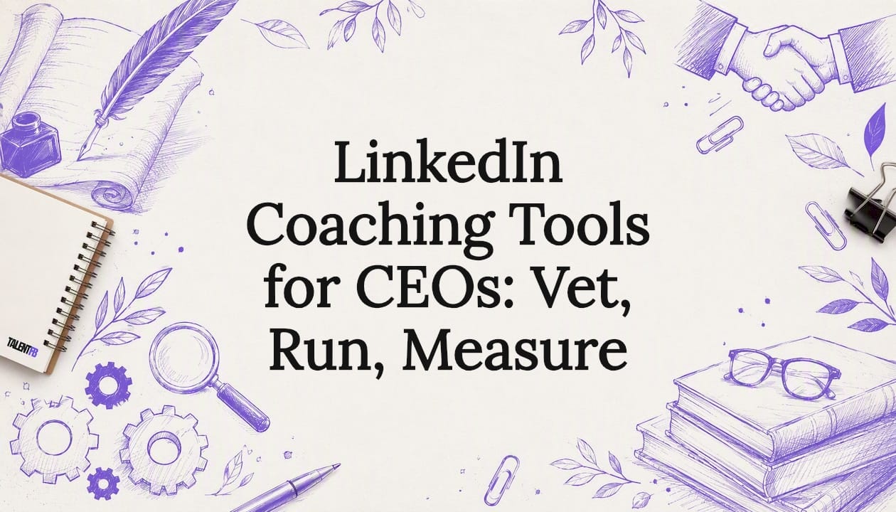 Decorative title card framing LinkedIn coaching tools article title