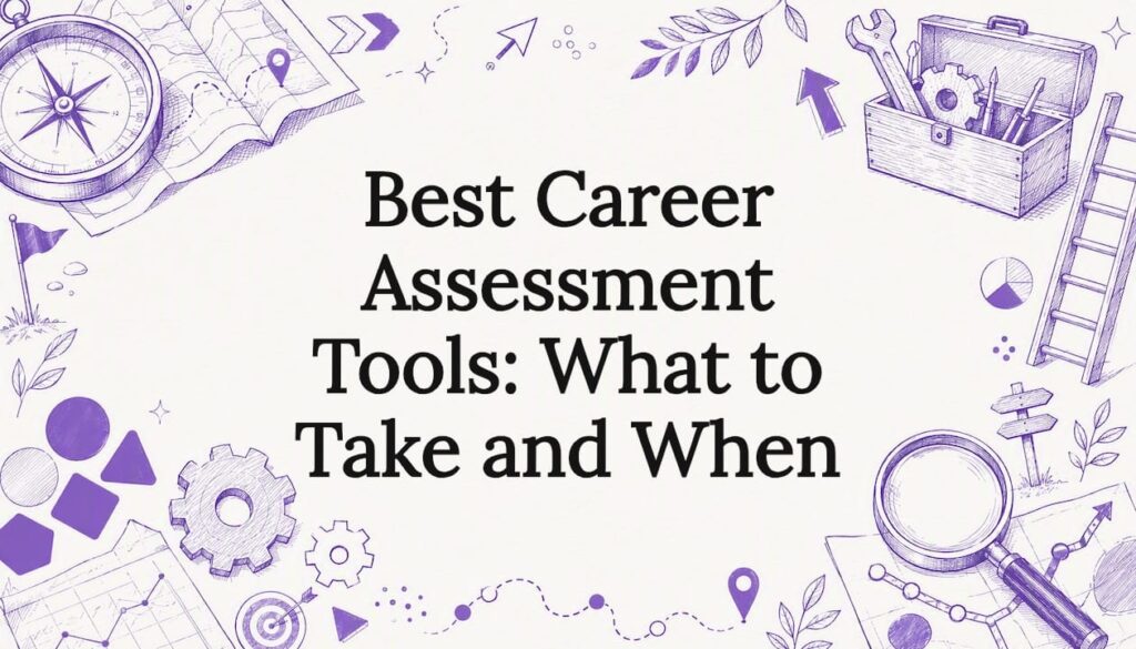 Decorative career assessment title card illustration