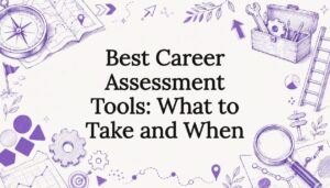 Decorative career assessment title card illustration