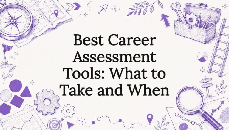 Decorative career assessment title card illustration