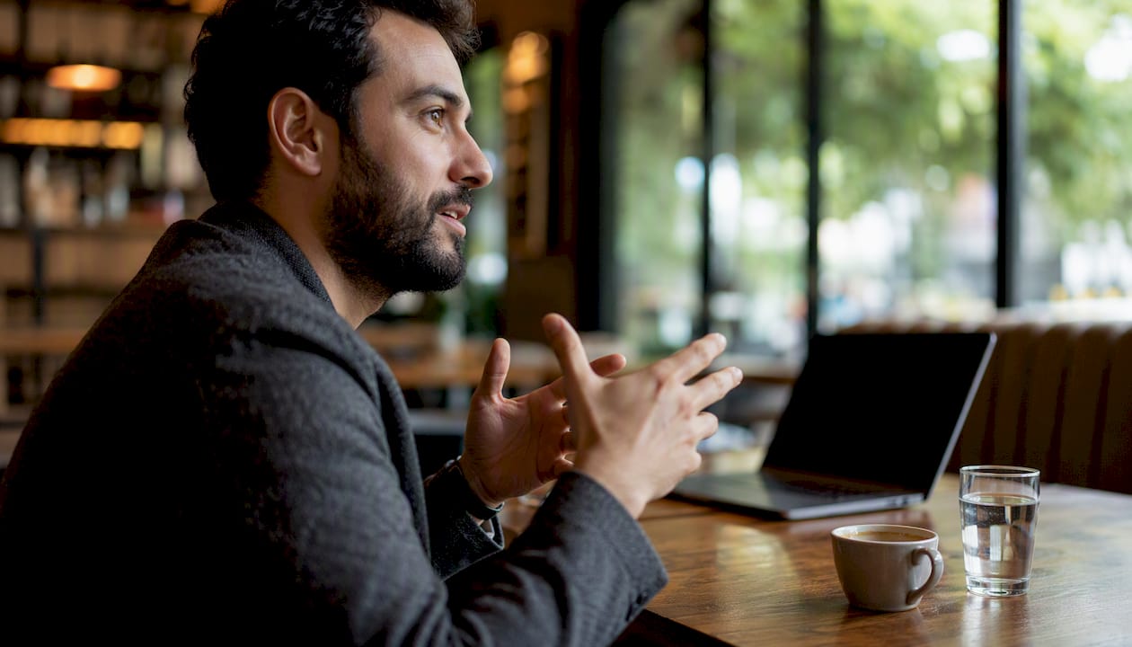 Professional illustrating behavioral example in interview