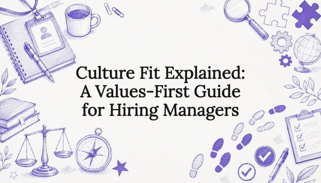 Decorative illustrated title card graphically representing culture fit concept