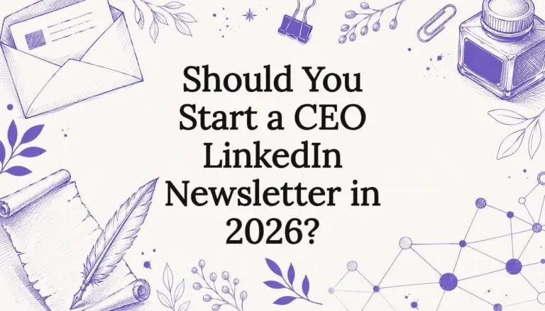 Decorative title card illustration for CEO LinkedIn newsletter article