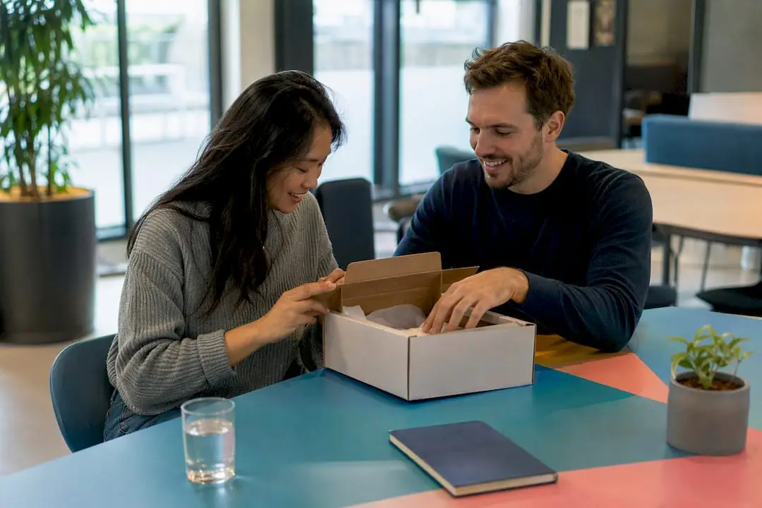 Onboarding new hire unpacking welcome kit