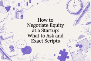 Decorative equity negotiation title card illustration
